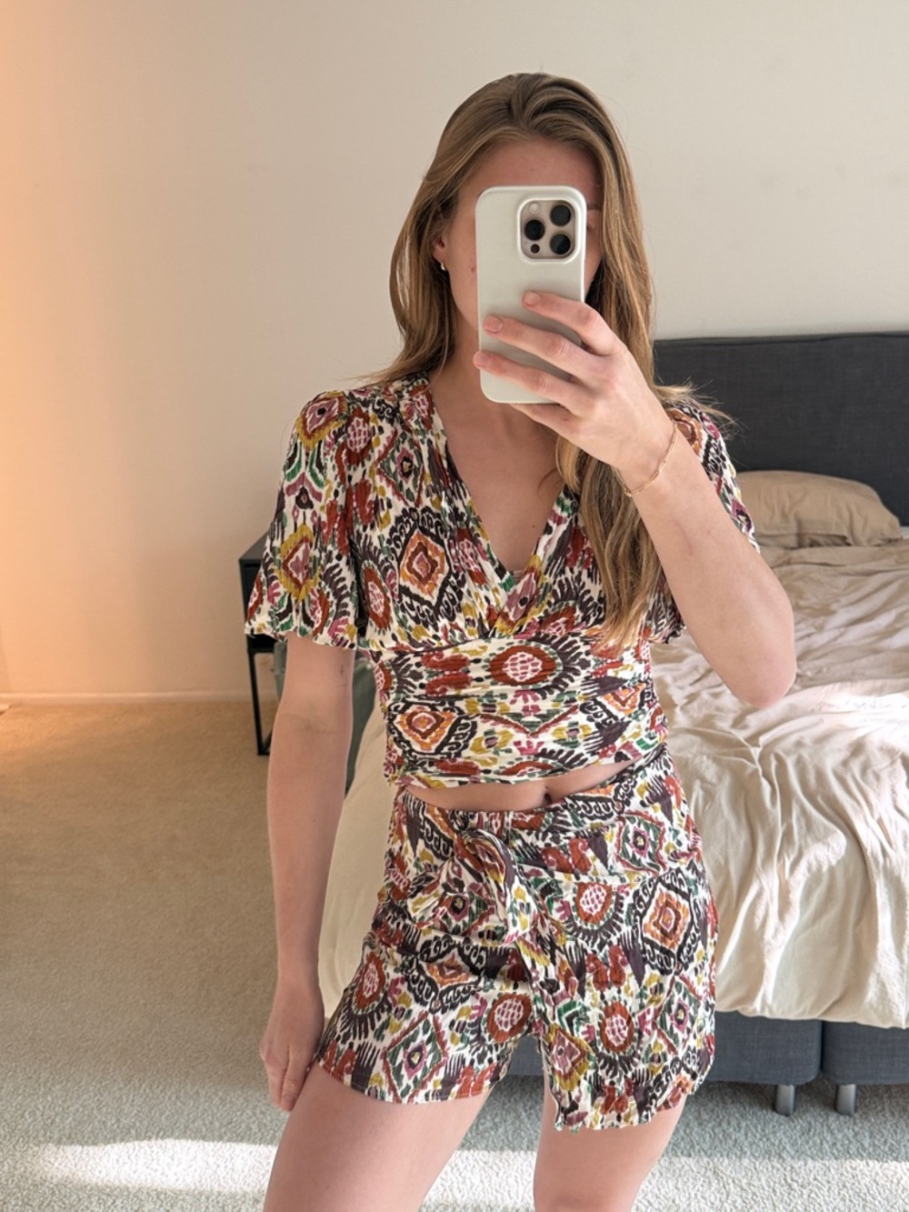 Zara Multicolor Printed Romper - Red, Green, Yellow, Brown